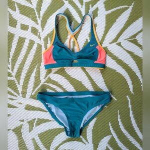 Nike Women's Teal and Coral Bikini Set